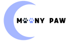 Moony Paw logo featuring a paw print and moon design, representing premium small animal products and supplies.