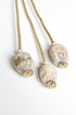 Decorative poppy seed heads with gold accents on a white background